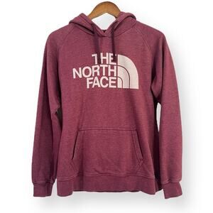 The North Face Fleece Hoodie Womens M Maroon Kangaroo Pocket Sweatshirt Big Logo
